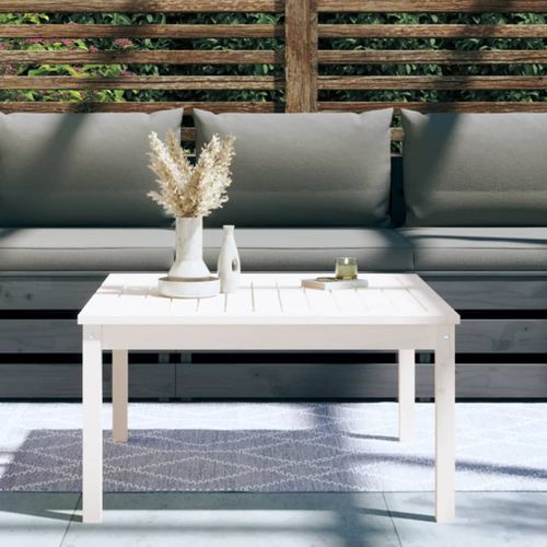 Table de jardin blanc 82,5x82,5x45 cm bois massif de pin - Photo n°3; ?>