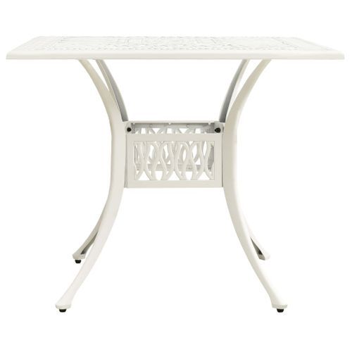 Table de jardin Blanc 90x90x73 cm Aluminium coulé - Photo n°2; ?>