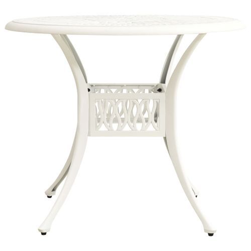 Table de jardin Blanc 90x90x74 cm Aluminium coulé - Photo n°2; ?>