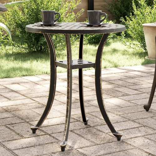 Table de jardin bronze Ø48x53 cm aluminium coulé - Photo n°2; ?>