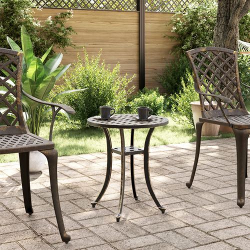 Table de jardin bronze Ø48x53 cm aluminium coulé - Photo n°3; ?>