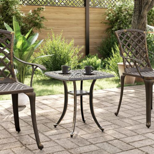 Table de jardin bronze 53x53x53 cm aluminium coulé - Photo n°3; ?>