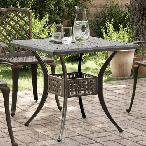 Table de jardin bronze 80x80x75 cm aluminium coulé - Photo n°2; ?>