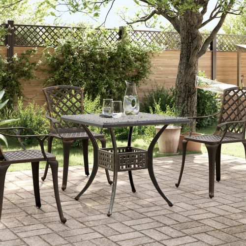 Table de jardin bronze 80x80x75 cm aluminium coulé - Photo n°3; ?>