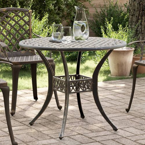 Table de jardin bronze Ø90x75 cm aluminium coulé - Photo n°2; ?>