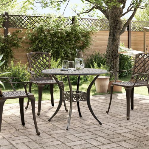 Table de jardin bronze Ø90x75 cm aluminium coulé - Photo n°3; ?>