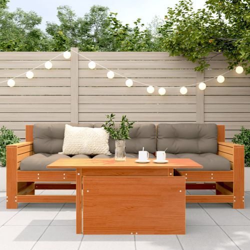 Table de jardin marron 100x50x75 cm bois massif de pin - Photo n°3; ?>