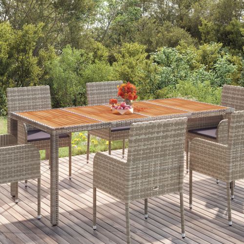 Table de jardin dessus en bois Gris 190x90x75 cm Résine tressée - Photo n°2; ?>