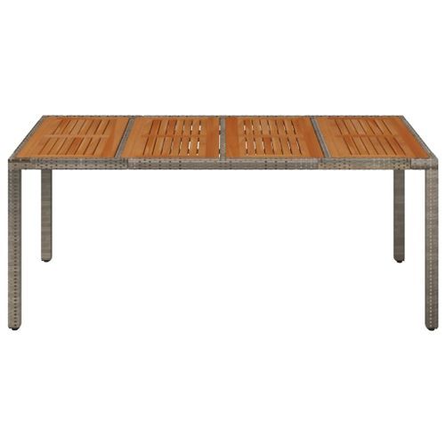 Table de jardin dessus en bois Gris 190x90x75 cm Résine tressée - Photo n°3; ?>