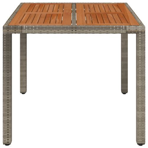 Table de jardin dessus en bois Gris 90x90x75 cm Résine tressée - Photo n°3; ?>