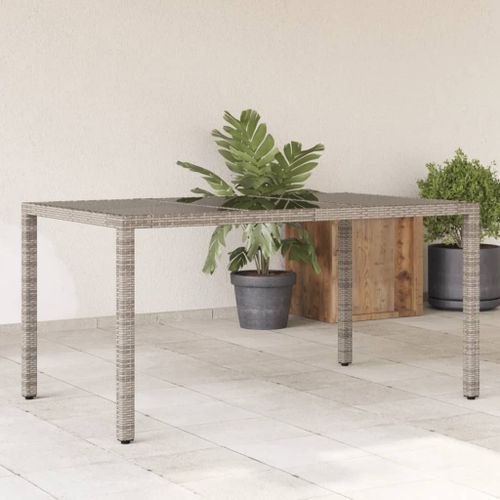 Table de jardin dessus en verre Gris 150x90x75cm Résine tressée - Photo n°2; ?>