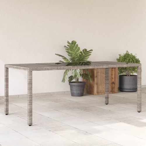 Table de jardin dessus en verre Gris 190x90x75cm Résine tressée - Photo n°2; ?>