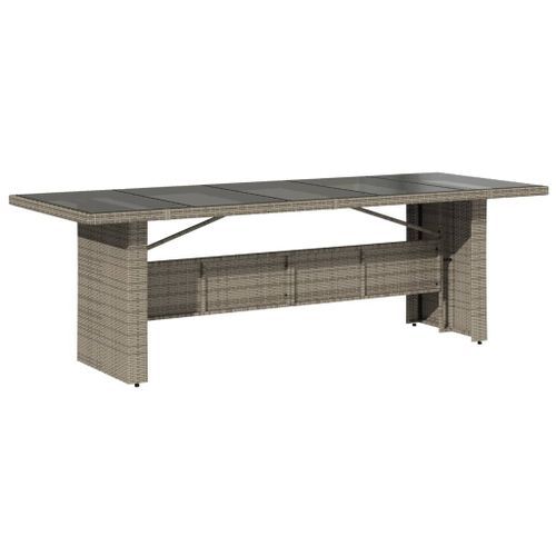 Table de jardin dessus en verre Gris 240x90x75cm Résine tressée - Photo n°2; ?>