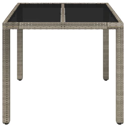 Table de jardin dessus en verre Gris 90x90x75 cm Résine tressée - Photo n°3; ?>