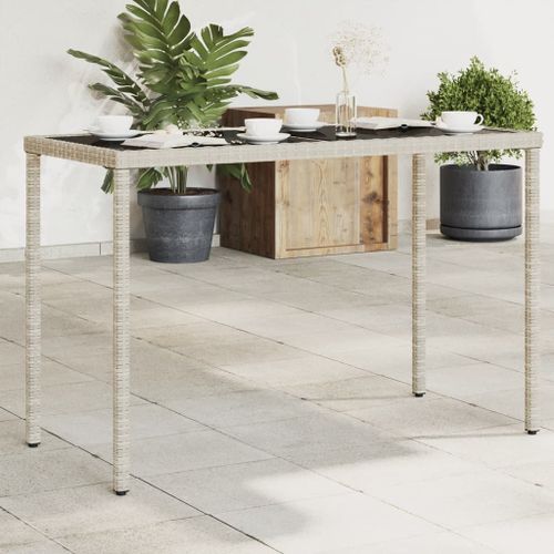 Table de jardin dessus en verre gris clair 115x54x74 cm rotin - Photo n°2; ?>