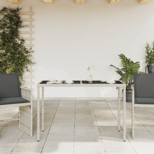 Table de jardin dessus en verre gris clair 115x54x74 cm rotin - Photo n°3; ?>