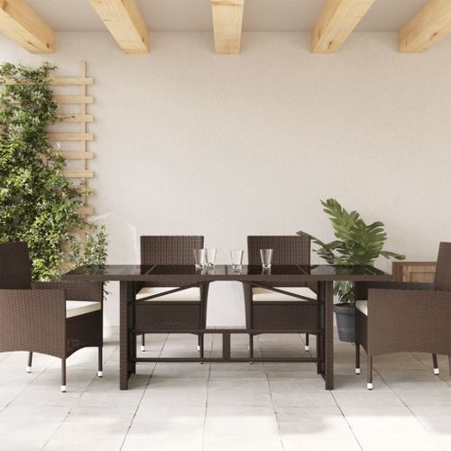 Table de jardin dessus en verre marron 190x80x74 cm - Photo n°3; ?>