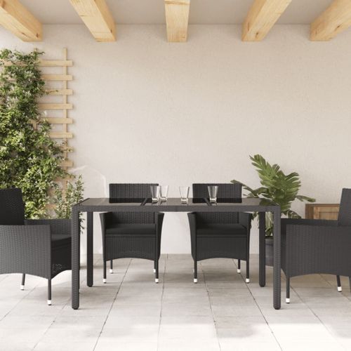 Table de jardin dessus en verre Noir 150x90x75cm Résine tressée - Photo n°3; ?>