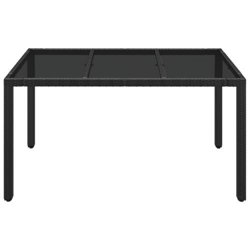 Table de jardin dessus en verre Noir 150x90x75cm Résine tressée - Photo n°3; ?>