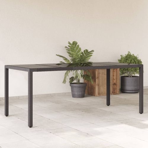 Table de jardin dessus en verre Noir 190x90x75cm Résine tressée - Photo n°2; ?>