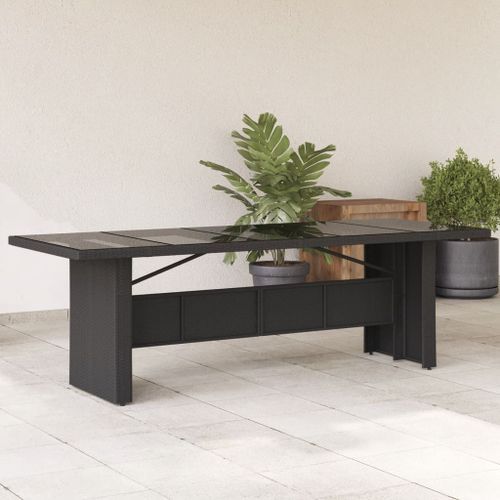 Table de jardin dessus en verre noir 240x90x75cm résine tressée - Photo n°2; ?>