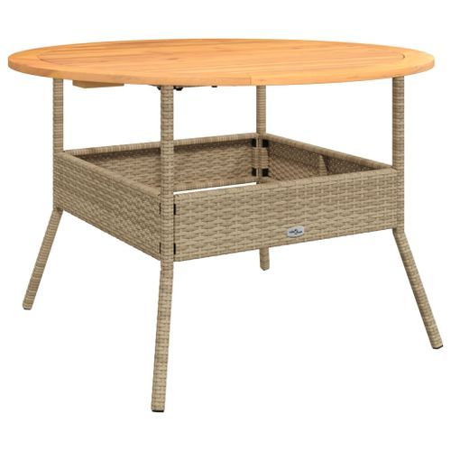 Table de jardin et dessus en bois d'acacia beige résine tressée - Photo n°2; ?>