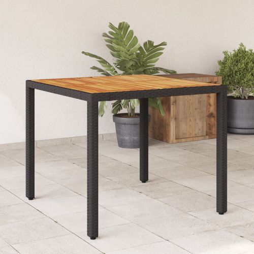 Table de jardin et dessus en bois d'acacia noir résine tressée - Photo n°2; ?>