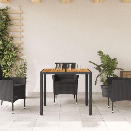 Table de jardin et dessus en bois d'acacia noir résine tressée - Photo n°3; ?>