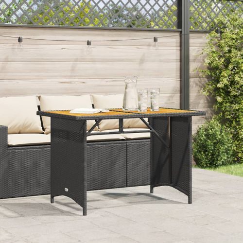 Table de jardin et dessus en bois noir 110x68x70 cm poly rotin - Photo n°3; ?>