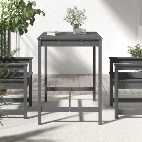 Table de jardin gris 121x82,5x110 cm bois massif de pin - Photo n°3; ?>