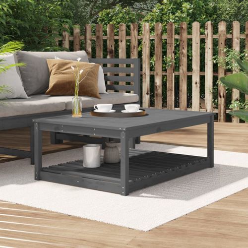 Table de jardin gris 121x82,5x45 cm bois massif de pin - Photo n°2; ?>