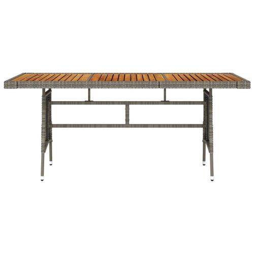 Table de jardin Gris 160x70x72 cm Résine tressée et acacia - Photo n°2; ?>