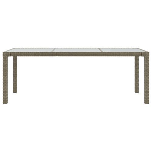 Table de jardin Gris 190x90x75 cm Verre trempé/résine tressée - Photo n°3; ?>