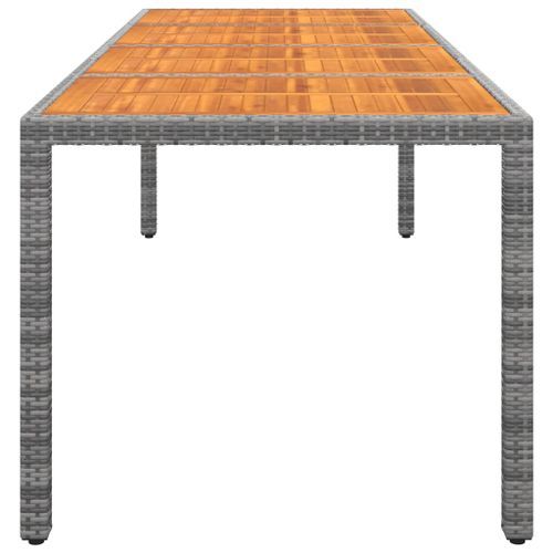 Table de jardin gris 250x100x75 cm résine tressée/bois d'acacia - Photo n°3; ?>