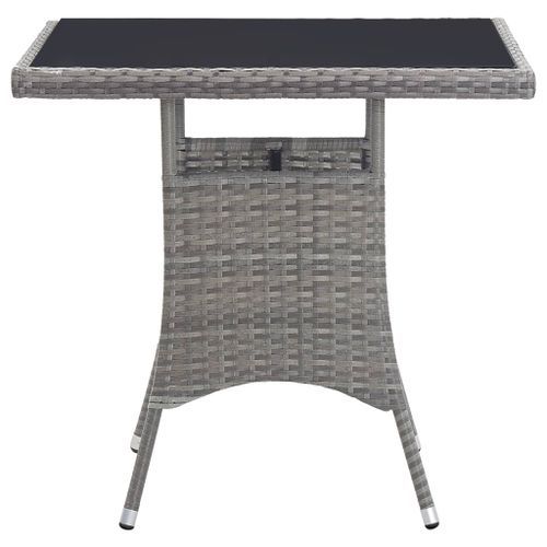 Table de jardin gris 80x80x74 cm résine tressée - Photo n°3; ?>