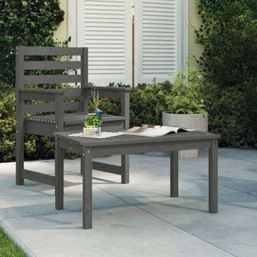 Table de jardin gris 82,5x50,5x45 cm bois massif de pin - Photo n°2; ?>