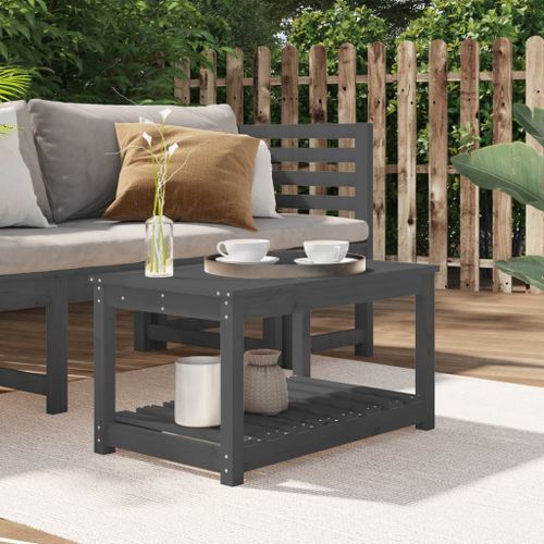 Table de jardin gris 82,5x50,5x45 cm bois massif de pin - Photo n°2; ?>