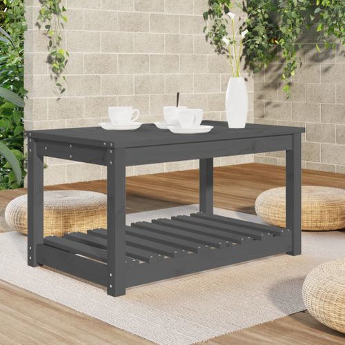 Table de jardin gris 82,5x50,5x45 cm bois massif de pin - Photo n°3; ?>