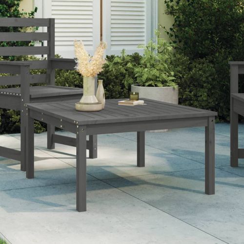 Table de jardin gris 82,5x82,5x45 cm bois massif de pin - Photo n°2; ?>