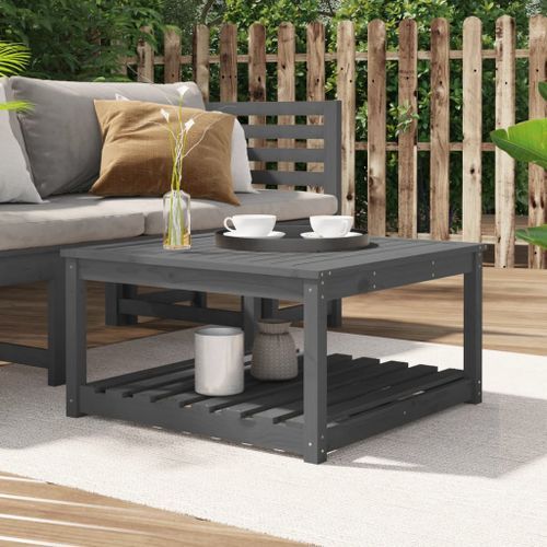 Table de jardin gris 82,5x82,5x45 cm bois massif de pin - Photo n°2; ?>