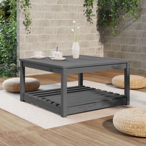 Table de jardin gris 82,5x82,5x45 cm bois massif de pin - Photo n°3; ?>