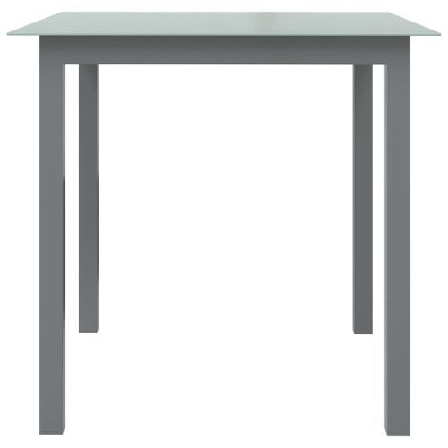 Table de jardin Gris clair 80x80x74 cm Aluminium et verre - Photo n°2; ?>