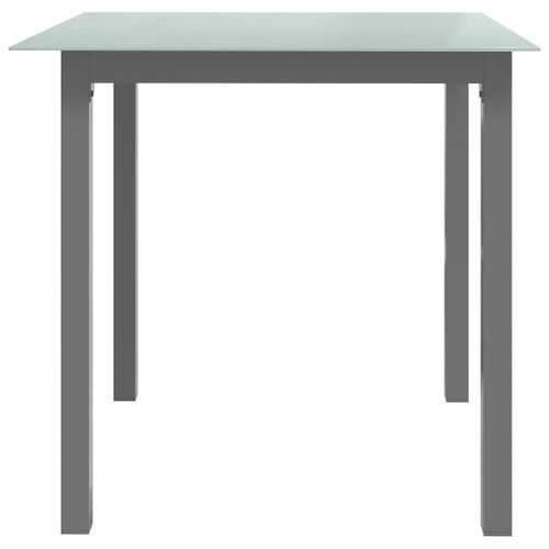 Table de jardin Gris clair 80x80x74 cm Aluminium et verre - Photo n°3; ?>