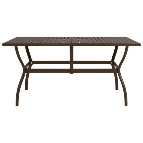 Table de jardin Marron 140x80x72 cm Acier - Photo n°2; ?>