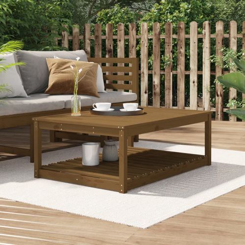 Table de jardin marron miel 121x82,5x45 cm bois massif de pin - Photo n°2; ?>