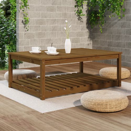 Table de jardin marron miel 121x82,5x45 cm bois massif de pin - Photo n°3; ?>