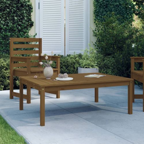 Table de jardin marron miel 121x82,5x45 cm bois massif de pin - Photo n°2; ?>