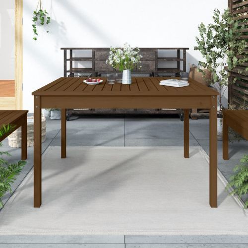 Table de jardin marron miel 121x82,5x76 cm bois massif de pin - Photo n°2; ?>