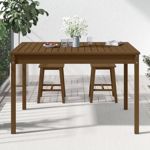 Table de jardin marron miel 121x82,5x76 cm bois massif de pin - Photo n°3; ?>