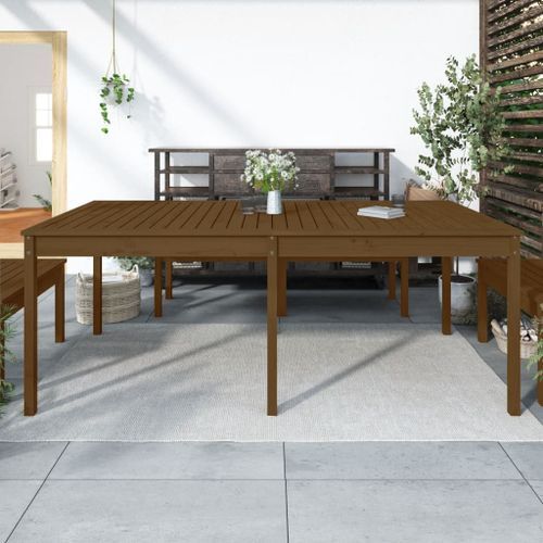 Table de jardin marron miel 203,5x100x76 cm bois massif de pin - Photo n°2; ?>